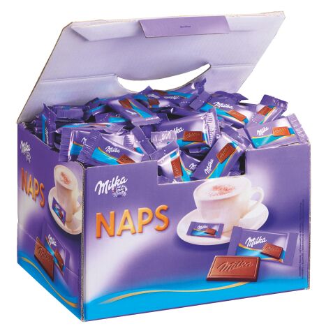 Karton mit 370 Naps mit Milchschokolade Milka Beutel 4,6 g