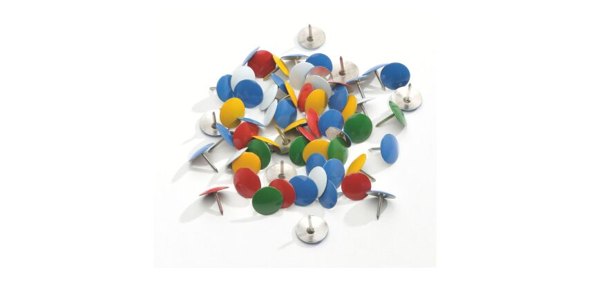 Punaises 10 mm couleurs assorties pointe extra fine - Boîte de 100