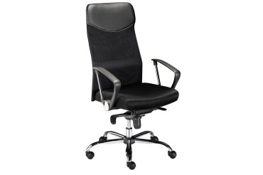 Fauteuil de bureau Lanzio tissu et maille - avec accoudoirs, appui-tête et soutien lombaire - Mécanisme Basculant axe décalé - Pied Chrome