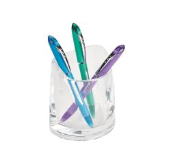Plastic pen holder Cristal colourless