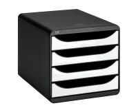 Module de classement Exacompta Big Box coffre noir 4 tiroirs turquoises