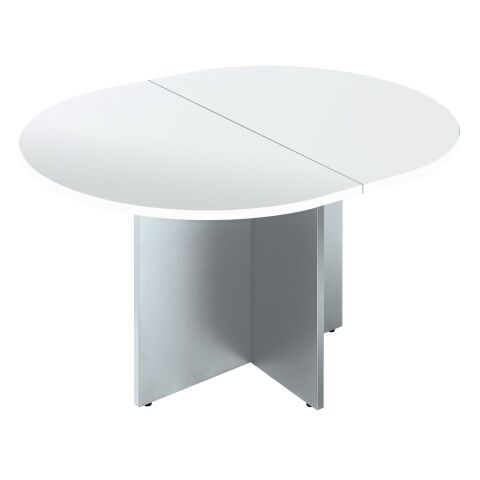 Mesa de reunión extensible ovalada blanca/aluminio Excellens