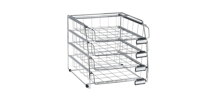 Corbeille à courrier Alba 4 tiroirs chromée