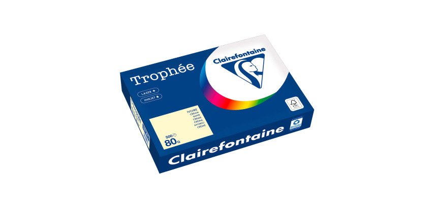 Papier A4 couleur 80 g Clairefontaine Trophée couleurs pastel - Ramette de 500 feuilles