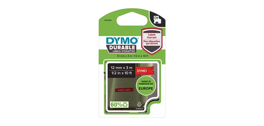 Cinta DYMO D1 DURABLE 12Mmx3M D. Rojo