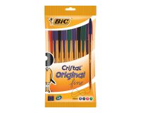 Bolígrafo Bic Cristal escritura fina Bolsa de 10 colores clásicos