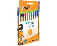 Ballpoint pen Bic Cristal Original Fine extra fine writing - Set of 10 classic colours