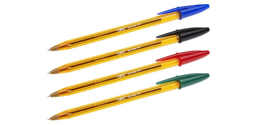 Stylo bille Bic Cristal couleurs assorties - Pochette de 10