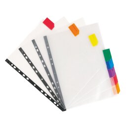 Set van 8 Viquel polypropyleen A4 schuthoesjes - gekleurde tabs