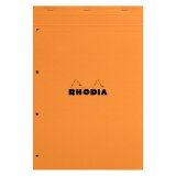 Notepad Rhodia orange stapled and perforated 4 holes 80 sheets large squares n°20 size A4+ 21 x 31.8 cm