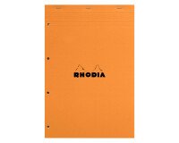 Notizblock Rhodia orangje geheftet und perforiert 4 Löcher 80 Blatt großkariert n°20 Format A4+ 21 x 31,8 cm