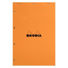 Bloc de bureau Rhodia 21 x 31,8 cm agrafé orange n°20 - grands carreaux - 80 feuilles perforées