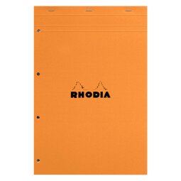 Bloc de bureau Rhodia 21 x 31,8 cm agrafé orange n°20 - grands carreaux - 80 feuilles perforées