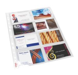 Pakket 10 geperforeerde hoesjes A4 polypro 10,5/100e voor visitekaartjes