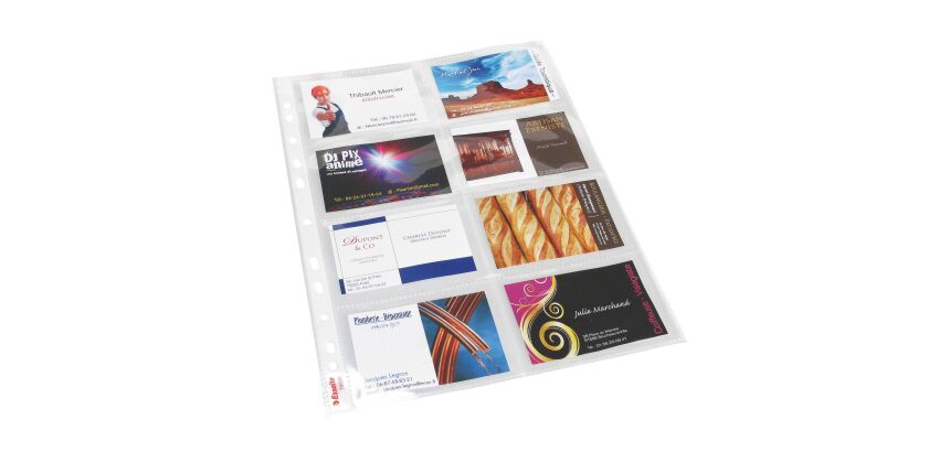 Pochette transparente perforée cartes de visite A4 Polypropylène 10,5/100e incolore - Paquet de 10