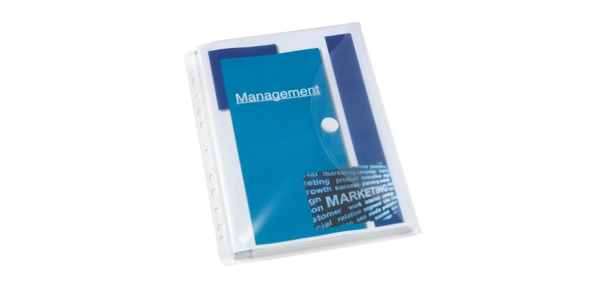 Pochettes transparentes perforées à soufflet et rabat latéral A4 Oxford - polypropylène 20/100e - Paquet de 10