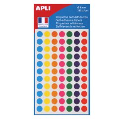385 coloured stickers Agipa Ø 8 mm 6 assorted colours