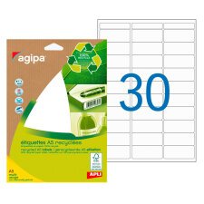 Pak 420 gerecycleerde adresetiketten Agipa 101245 wit 19 x 38 mm voor laser en inkjet