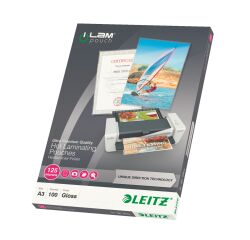 Paquete de 100 fundas de plastificación térmica A3 125 micras Leitz iLAM