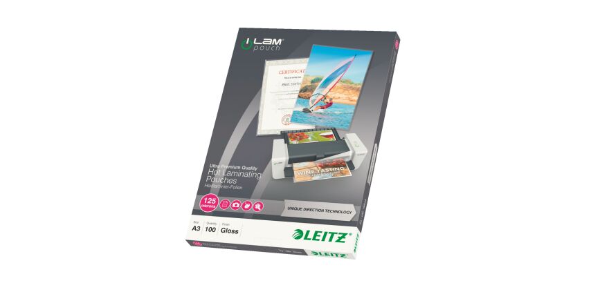 Laminiertaschen Leitz A3 - 2 x 125 µ - Glänzend - Schachtel mit 100