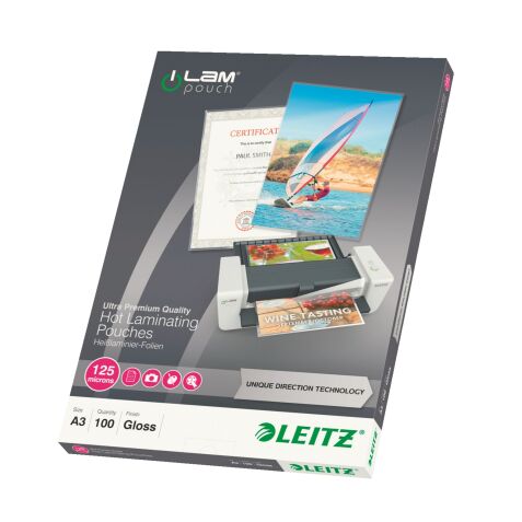Pochettes de plastification Leitz iLAM A3 2 x 125 µ brillantes - Boite de 100