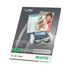 Doos van 100 hoesjes voor plastificatie Leitz - 80 micron A3