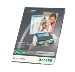 Paquete de 100 fundas de plastificación térmica A3 80 micras Leitz iLAM