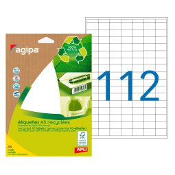 Etiquette adresse jet d'encre et laser recyclée 18,3 x 12 mm Agipa 101242 blanche - Boîte de 1568