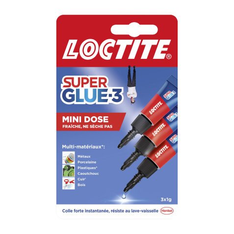 Colle super glue Loctite - Blister de 3 tubes de 1 g