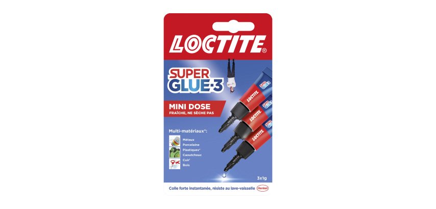 Colle super glue Loctite - Blister de 3 tubes de 1 g