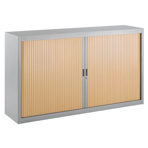 Armoire basse à rideaux démontables décor bois Largeurs spécifiques 100 x 180 cm corps aluminium