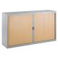Armoire basse à rideaux démontables décor bois Largeurs spécifiques 100 x 180 cm corps aluminium