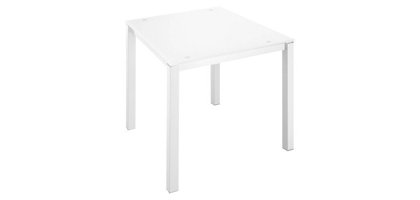 Bureau droit plateau en verre blanc L 80 x P 80 cm, piétement métal droit - Next