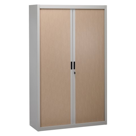 Armario de oficina metálico desmontable Bruneau Alt. 200 x An 120 cm Gris Puerta persiana roble