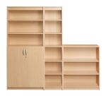 Etagère bibliothèque haute de bureau - blocs tiroirs et portes battantes en option