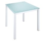 Bureau droit plateau en verre aigue-marine L 80 x P 80 cm, piétement métal droit - Next