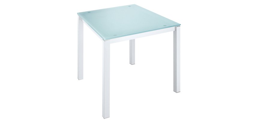 Bureau droit plateau en verre aigue-marine L 80 x P 80 cm, piétement métal droit - Next
