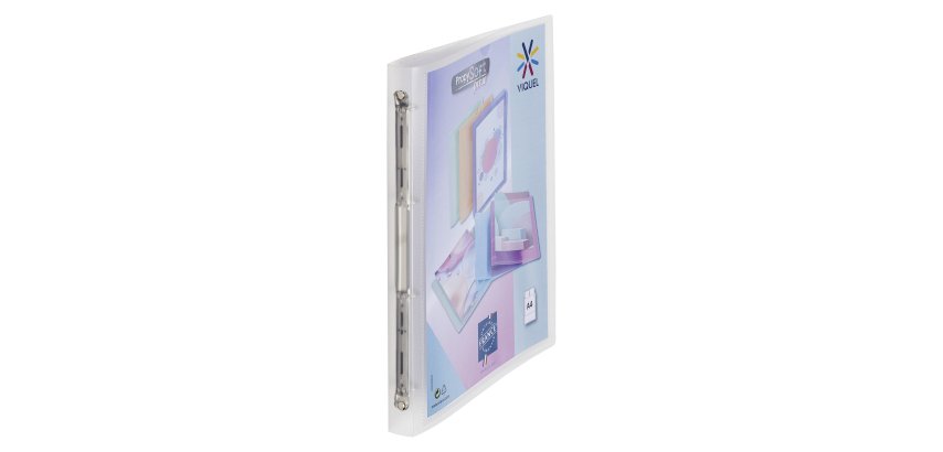 Classeur 4 anneaux plastique Viquel A4 personnalisable dos 2,5 cm couleur translucide