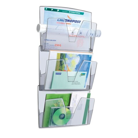 Plastic wall display 3 compartments Cep colourless