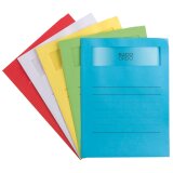 Chemises coin papier avec fenêtre ELCO Volumino A4 dossier 120 g couleurs assorties - Paquet de 50