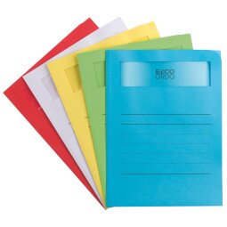 Pack 50 paper sleeves with window Fast Voluminio A4 120 g assorted colours