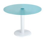 Table de réunion ronde plateau en verre aigue-marine, diamètre 100 cm - Next