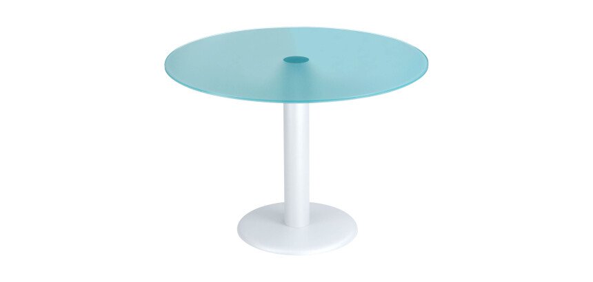 Table de réunion ronde plateau en verre aigue-marine, diamètre 100 cm - Next