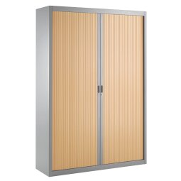 Armario de oficina metálico desmontable Ancho Especial Alt. 200 x An 140 cm Aluminio Puerta persiana Madera Haya