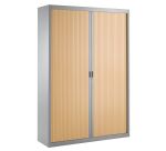 Armoire haute à rideaux démontables décor bois Largeurs spécifiques 200 x 140 cm corps aluminium