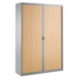 Armoire haute à rideaux démontables décor bois Largeurs spécifiques 200 x 140 cm corps aluminium
