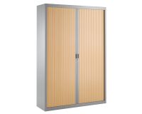 Armoire haute à rideaux démontables décor bois Largeurs spécifiques 200 x 140 cm corps aluminium