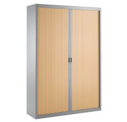Armoire haute à rideaux démontables décor bois Largeurs spécifiques 200 x 140 cm aluminium-hêtre
