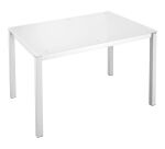 Bureau droit plateau en verre blanc L 120 x P 80 cm, piétement métal droit - Next