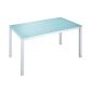 Bureau droit plateau en verre aigue-marine L 140 x P 80 cm, piétement métal droit - Next